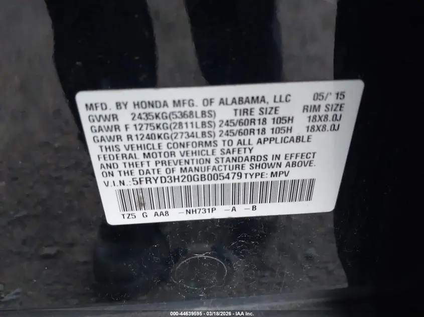 2016 ACURA MDX ACURAWATCH PLUS PACKAGE