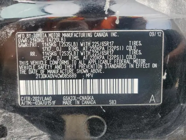 2012 TOYOTA RAV4 LIMITED  