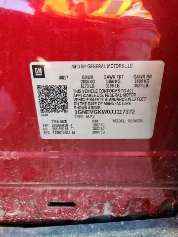 2018 CHEVROLET TRAVERSE LT  