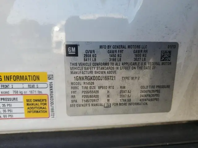 2013 CHEVROLET TRAVERSE LT  