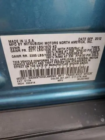 2013 MITSUBISHI OUTLANDER SPORT SE  