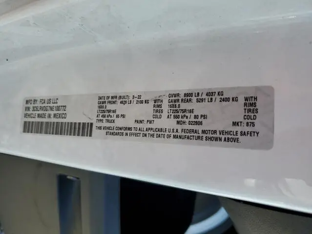 2022 RAM PROMASTER 2500 2500 HIGH  