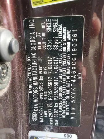 2012 KIA SORENTO BASE  