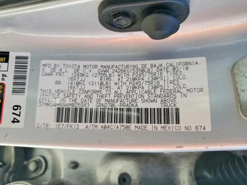 2010 TOYOTA TACOMA PRERUNNER V6  