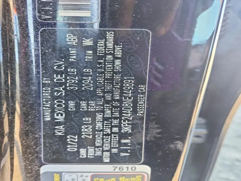 2022 KIA FORTE   
