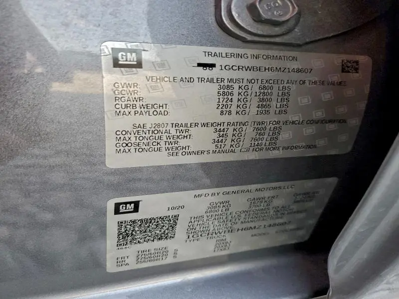 2021 CHEVROLET SILVERADO C1500 CUSTOM  