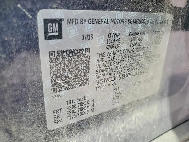 2019 CHEVROLET TRAX 1LT  