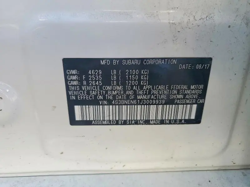 2018 SUBARU LEGACY 3.6R LIMITED  