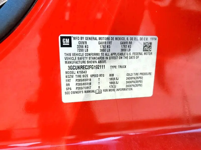2015 CHEVROLET SILVERADO K1500 LT  