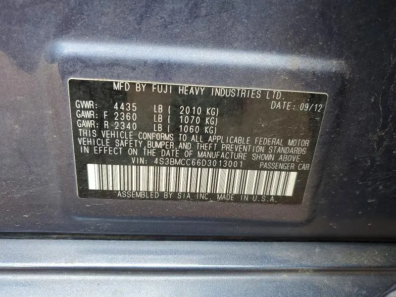 2013 SUBARU LEGACY PREMIUM + CWP  