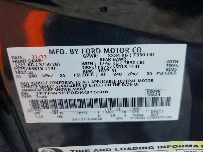 2013 FORD F150 SUPERCREW  