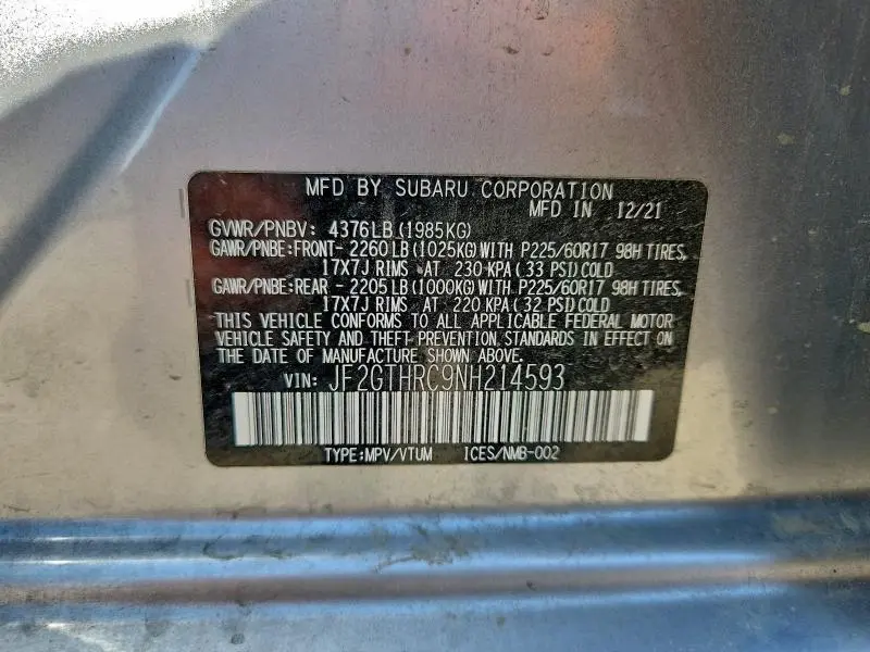 2022 SUBARU CROSSTREK SPORT  