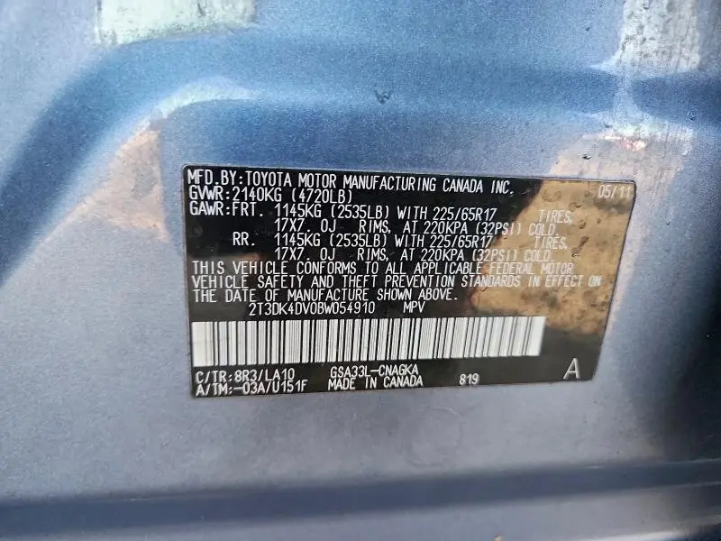 2011 TOYOTA RAV4 LIMITED  