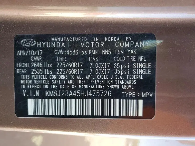 2017 HYUNDAI TUCSON SE  