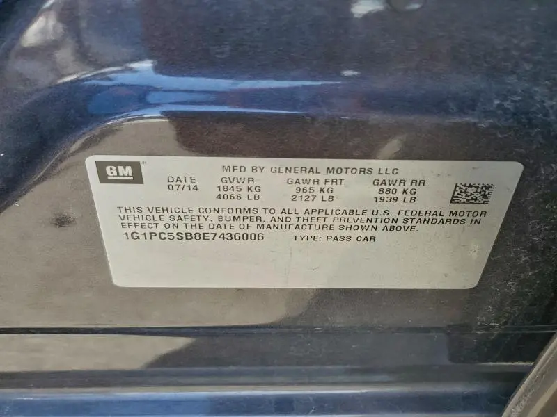 2014 CHEVROLET CRUZE LT  