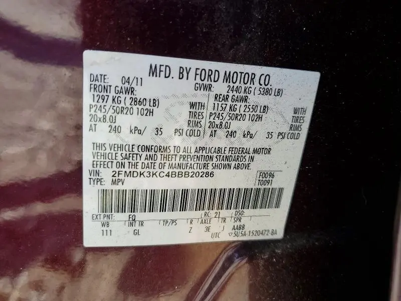 2011 FORD EDGE LIMITED  