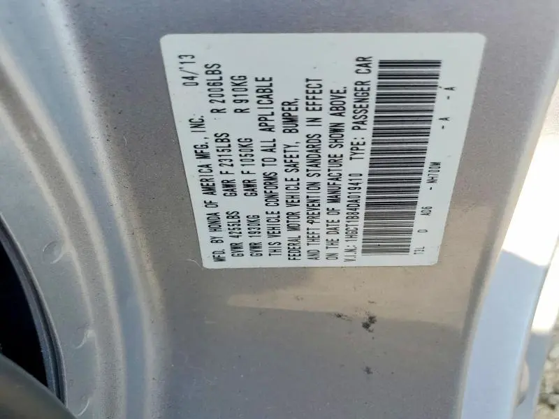 2013 HONDA ACCORD EXL  