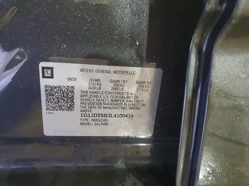 2020 CHEVROLET SONIC LT  