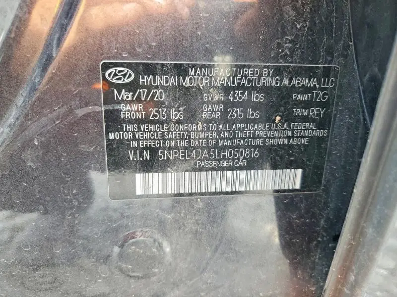 2020 HYUNDAI SONATA SEL  