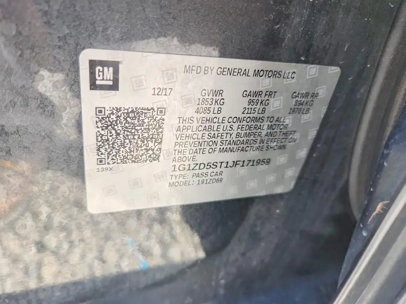 2018 CHEVROLET MALIBU LT  