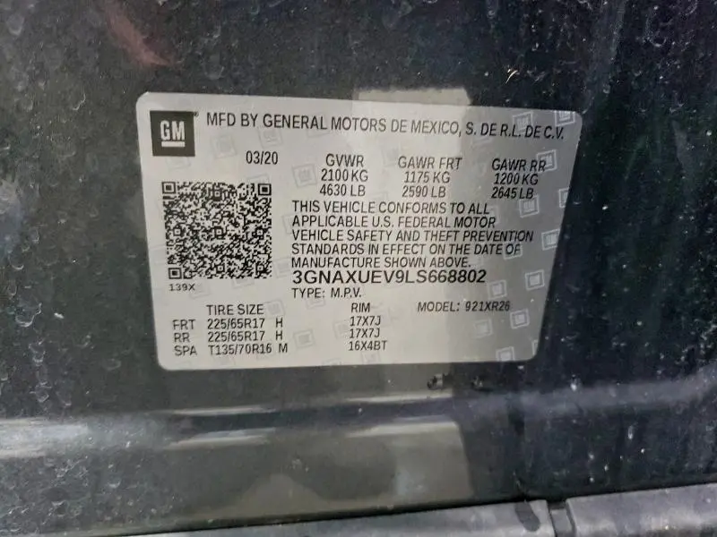 2020 CHEVROLET EQUINOX LT  