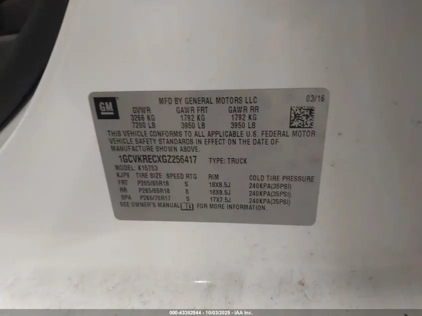 2016 CHEVROLET SILVERADO 1500 2LT