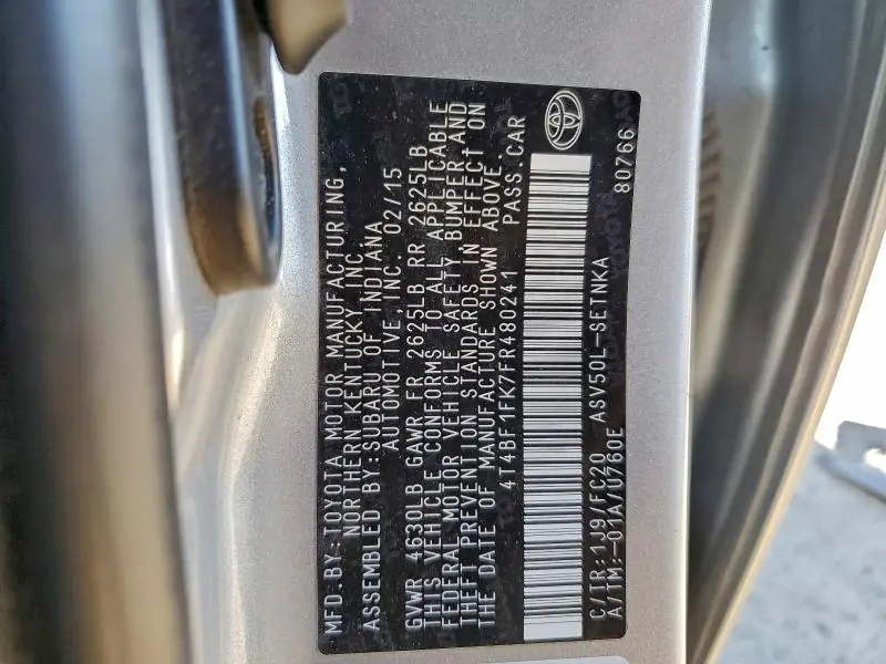 2015 TOYOTA CAMRY LE  