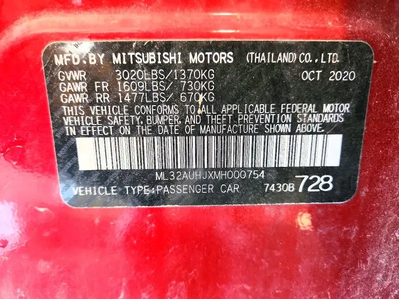 2021 MITSUBISHI MIRAGE ES  