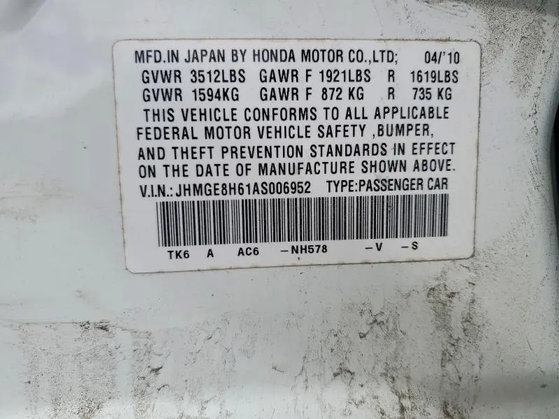 2010 HONDA FIT SPORT  