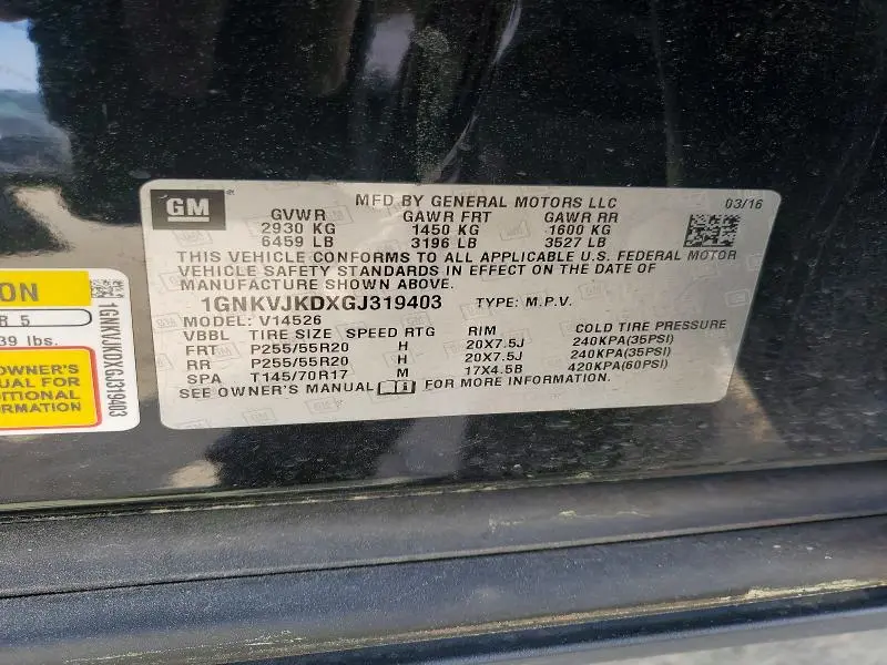 2016 CHEVROLET TRAVERSE LTZ  