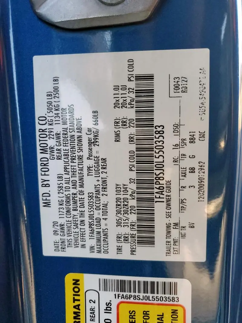 2020 FORD MUSTANG SHELBY GT500