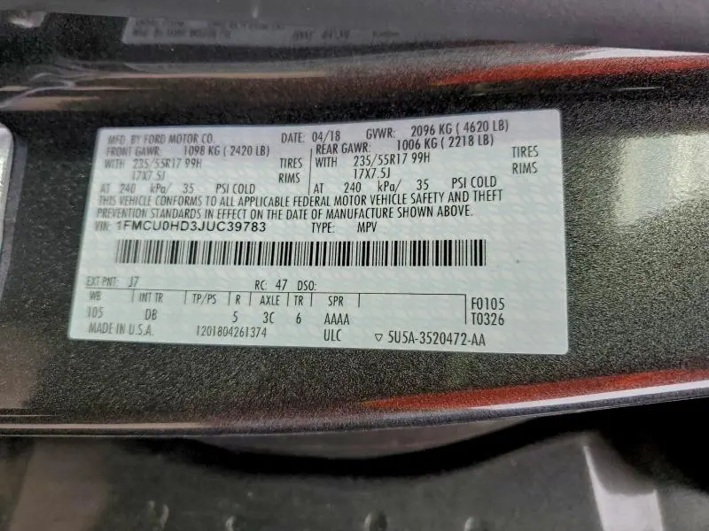 2018 FORD ESCAPE SEL  