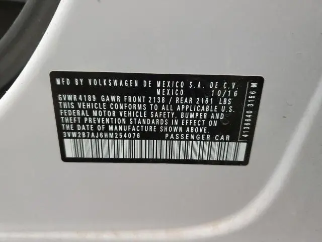 2017 VOLKSWAGEN JETTA S  