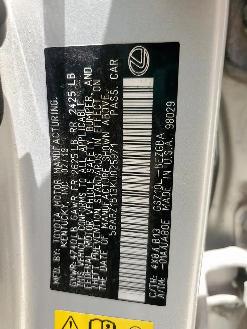 2019 LEXUS ES 350  
