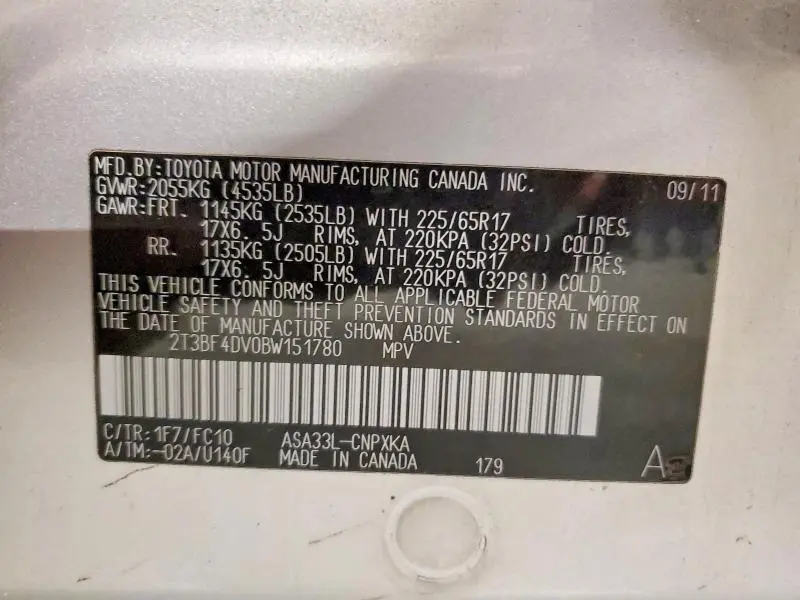 2011 TOYOTA RAV4 BASE  