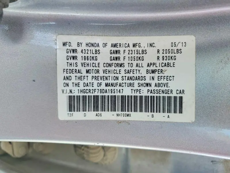 2013 HONDA ACCORD EX  