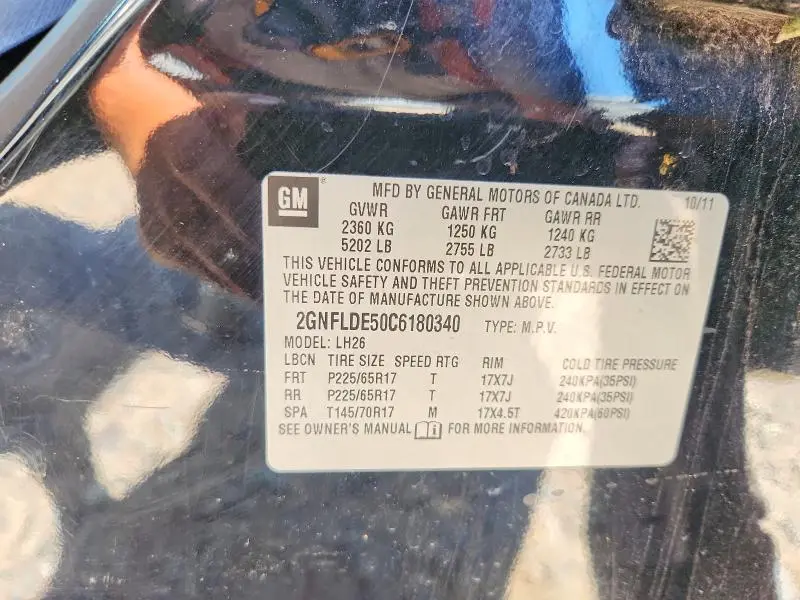 2012 CHEVROLET EQUINOX LT  