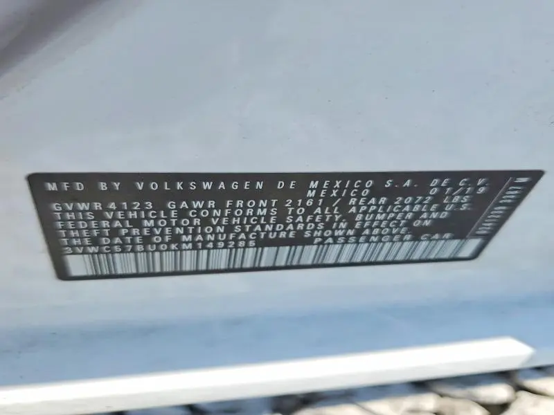 2019 VOLKSWAGEN JETTA S  
