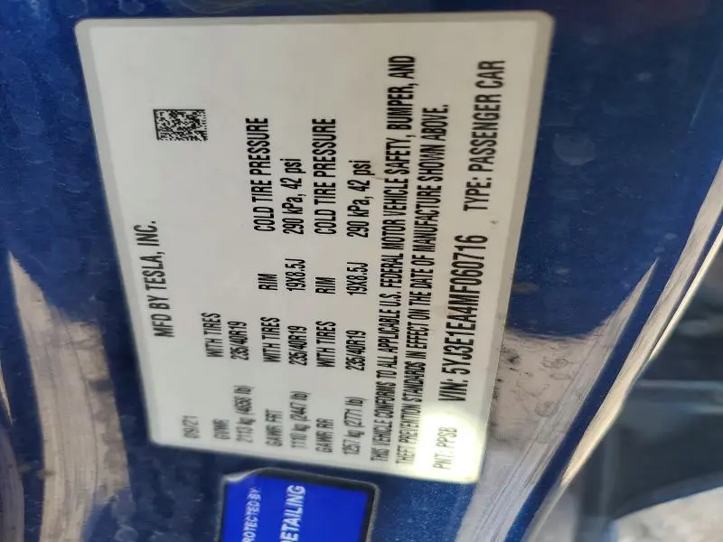2021 TESLA MODEL 3   