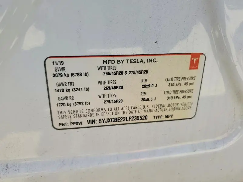 2020 TESLA MODEL X   
