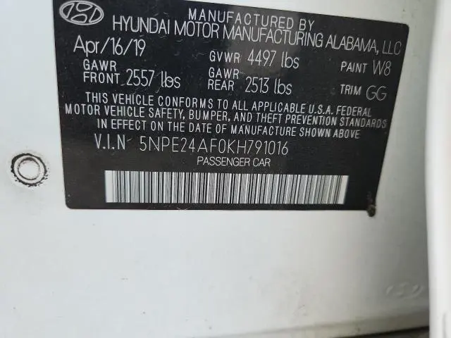 2019 HYUNDAI SONATA SE  