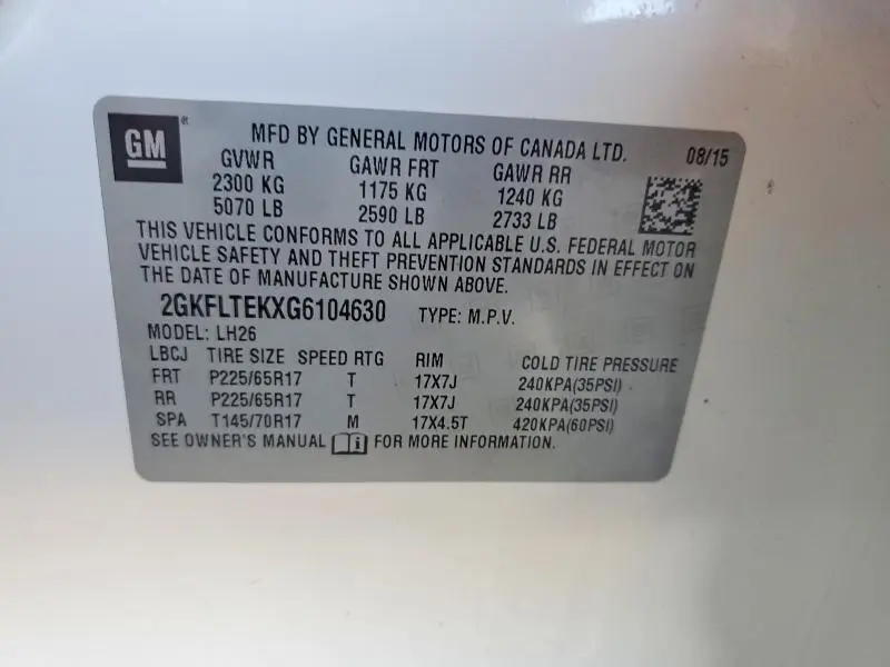 2016 GMC TERRAIN SLE  