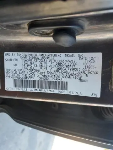 2012 TOYOTA TACOMA DOUBLE CAB LONG BED  