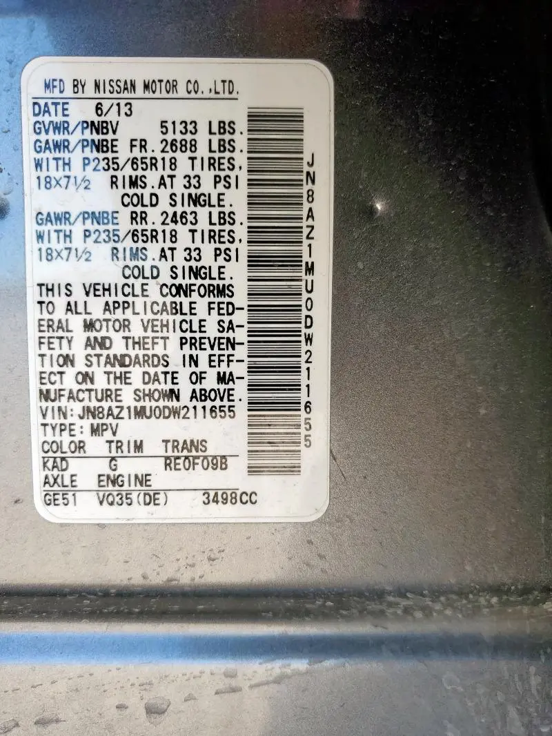 2013 NISSAN MURANO S  