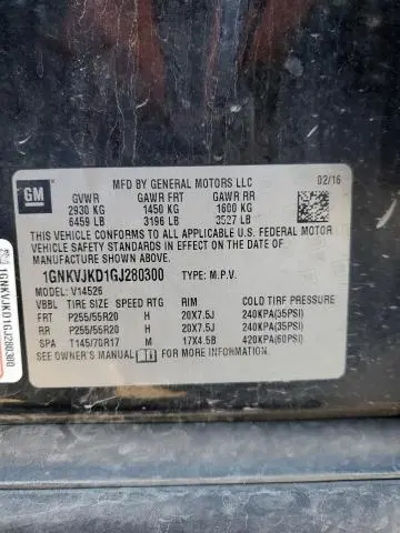 2016 CHEVROLET TRAVERSE LTZ  