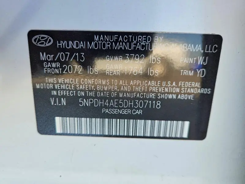 2013 HYUNDAI ELANTRA GLS  