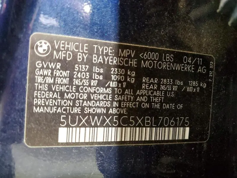 2011 BMW X3 XDRIVE28I  
