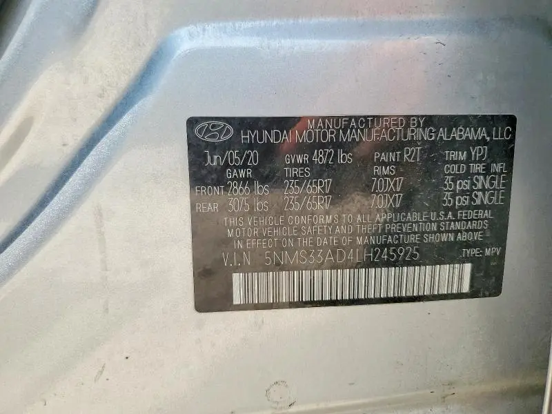 2020 HYUNDAI SANTA FE SEL  
