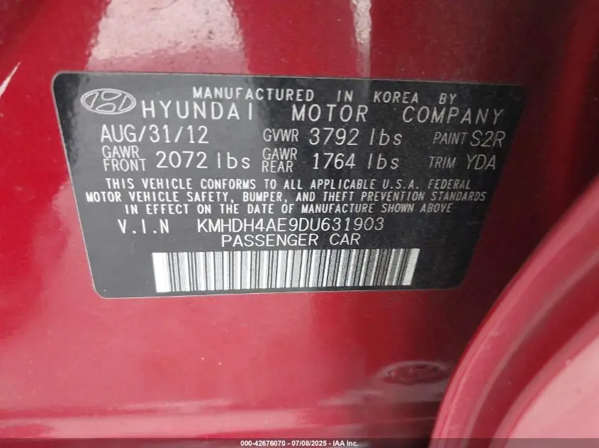 2013 HYUNDAI ELANTRA GLS