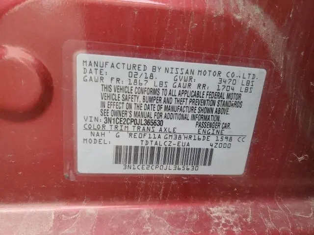 2018 NISSAN VERSA NOTE S  